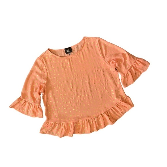 Anthropologie W5 Blouse Top Peach Orange Gold Large‎ - Picture 1 of 7